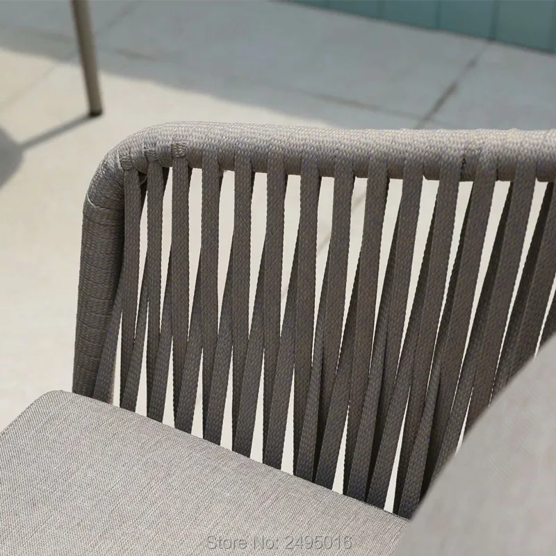 Плетеная веревочная мебель для внутреннего дворика обеденный набор сада чата