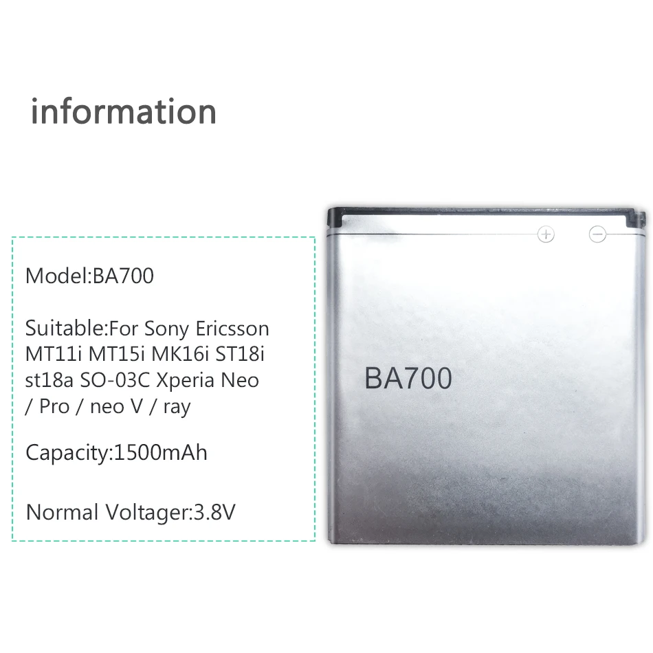 BA700 для Sony Ericsson MT11i MT15i MK16i ST18i St18a SO 03C Xperia Neo / Pro V Ray 1500mAh аккумулятор сотового