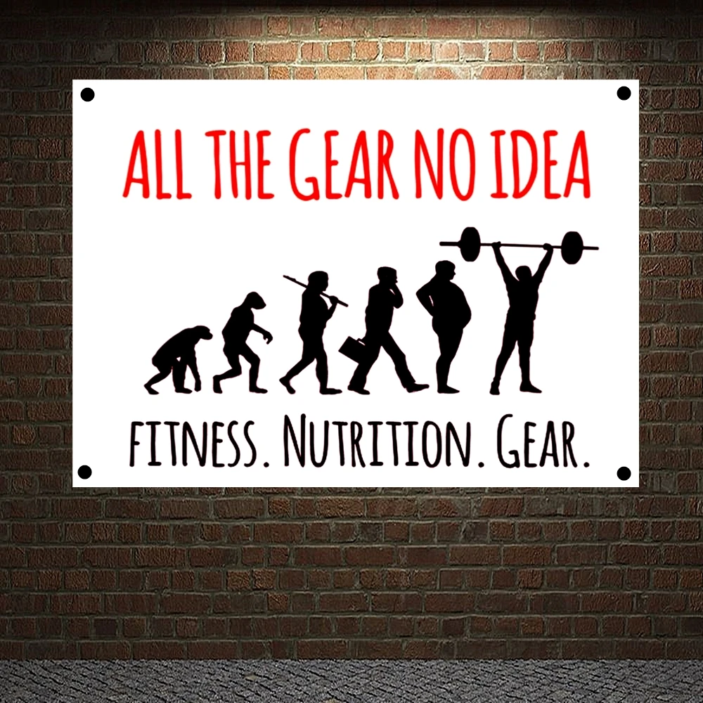

ALL THE GEAR NO IDEA FITNESS. NUTRITION. GEAR. Motivational Workout Posters Wall Chart Exercise Banners Flags Gym Decoration