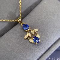 kjjeaxcmy fine jewelry 925 sterling silver natural sapphire girl noble pendant necklace support test chinese style with box