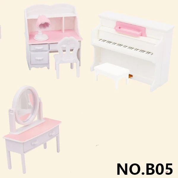 B05 Лесная семья вилла 1:12 набор мебели игрушка DIY Миниатюрный Кукольный домик колеблющаяся кровать наборы мини миниатюры для кукольного домика игрушки для детей - Цвет: B05