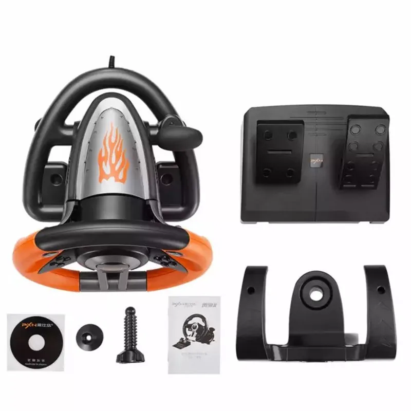 Гоночная игра рулевое колесо USB двойная вибрация со складной педалью для