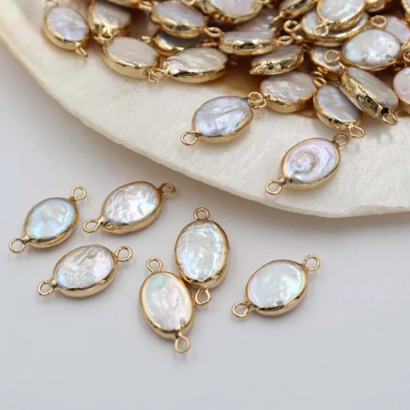 

5pcs/lot Natural Freshwater Pearl Oval Charms Pendant For DIY Handmade Jewelry Making Accessories