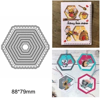 hexagon layered line frame gear gearwheel metal cutting dies diy decorate cards make tag scrapbook craft new stencil 2020 dies