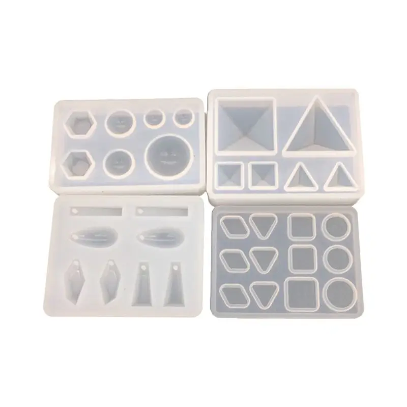 

4 Pcs/set UV Silicone Crystal Epoxy Mold with Hole Pendant Small Pyramid Geometry Molds DIY Jewelry Making Mould