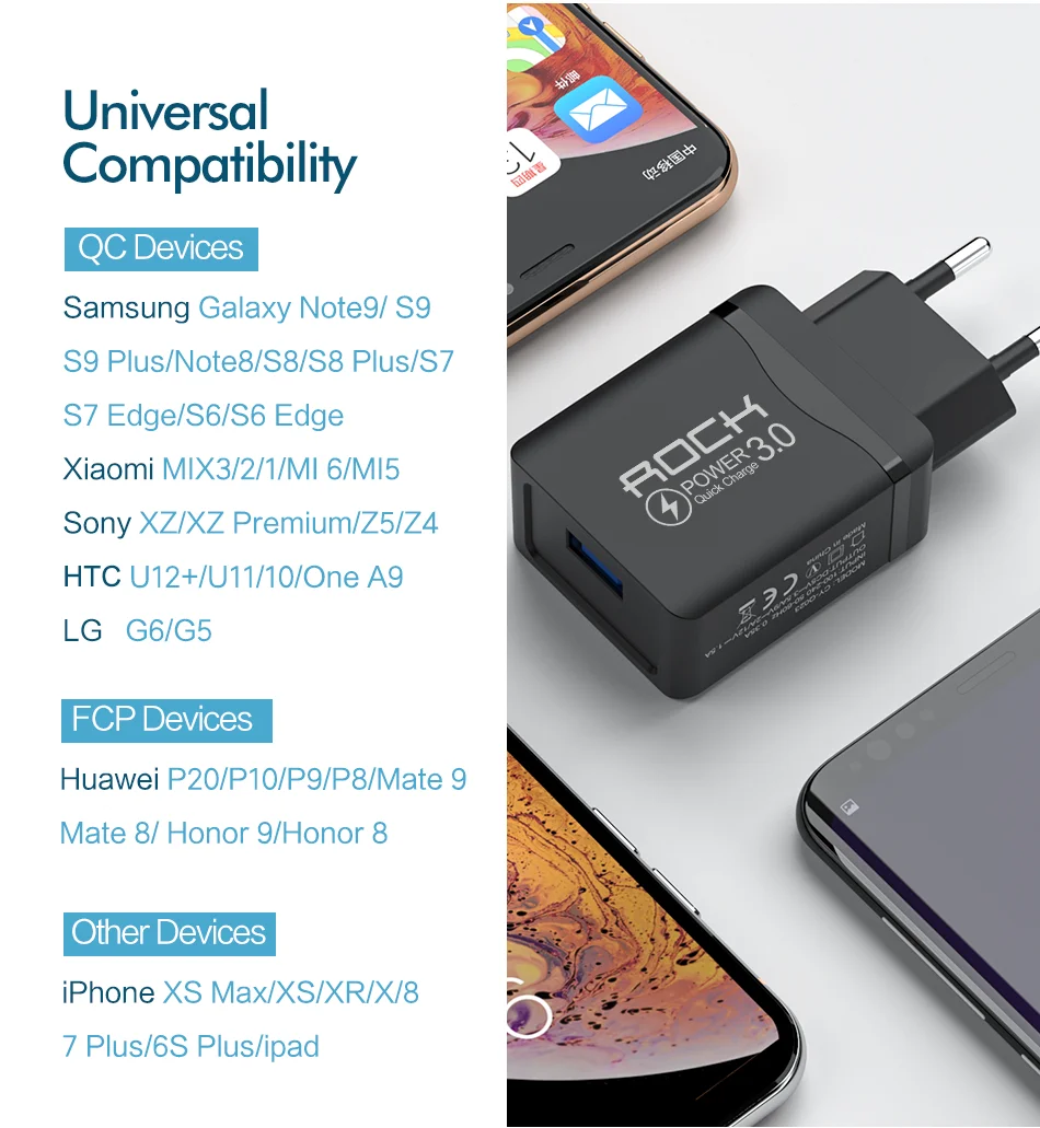 ROCK Quick Charge 3,0 18 Вт QC 3,0 4,0 быстрое зарядное устройство USB портативное зарядное устройство для мобильного телефона iPhone samsung Xiaomi huawei