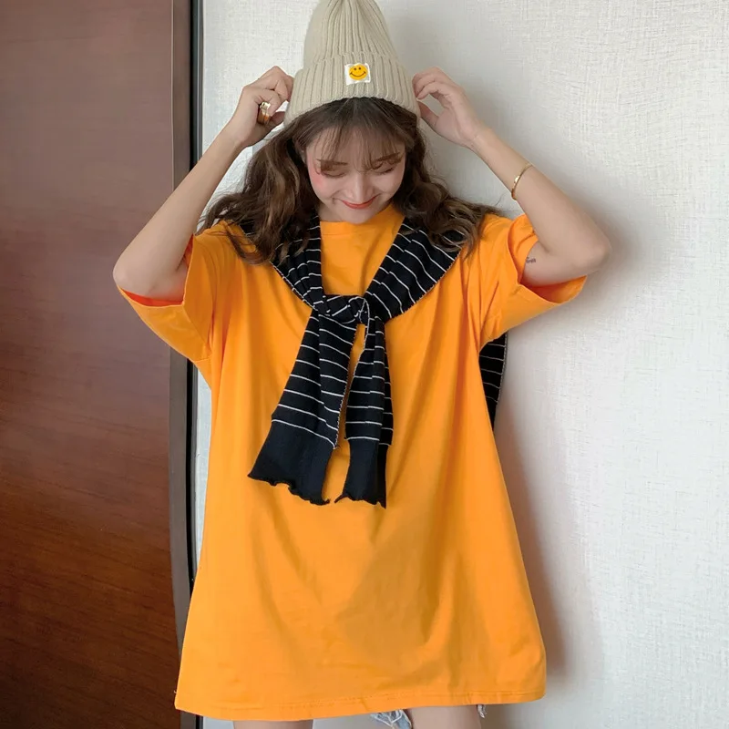 

Short-Sleeved Shirt for Women 2021 Summer New Style Top for Students Candy Color Loose Slimming Colorful T-shirt for Women