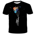 Новинка 2021, модная мужская футболка высокого качества, свободная Мужская футболка с забавным дизайном и принтом астронавта, крутая Мужская футболка