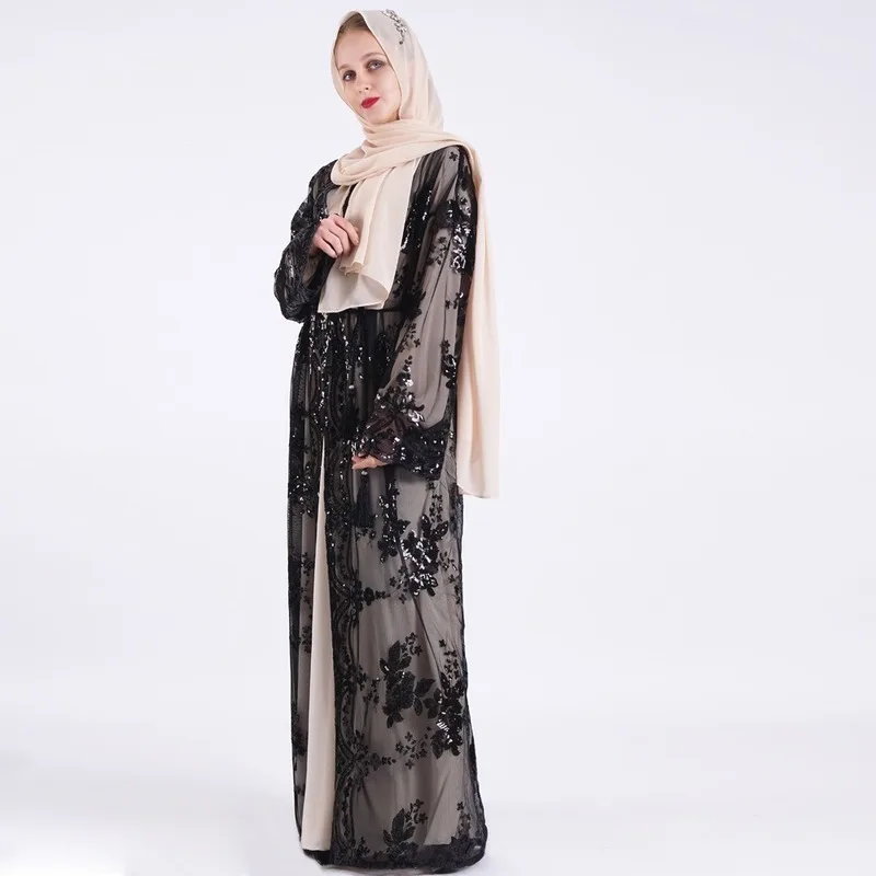 Мусульманское платье Abaya роскошное высококачественное кружевное кимоно с