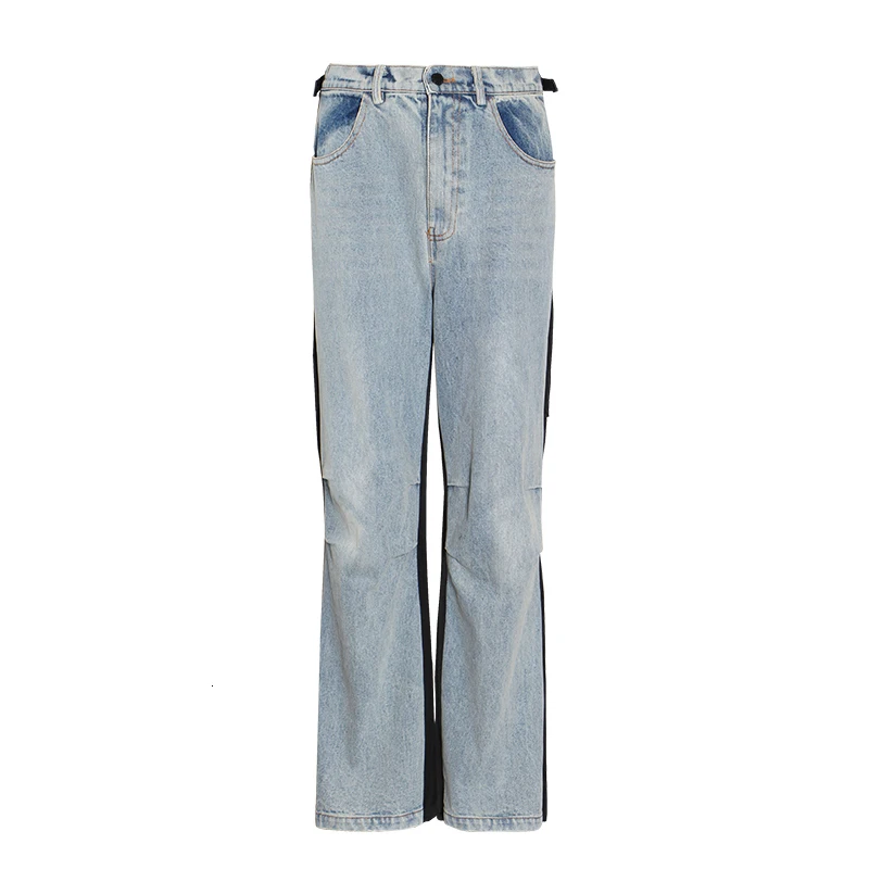 Женские прямые джинсы TWOTWINSTYLE осенние джинсовые брюки с высокой талией и