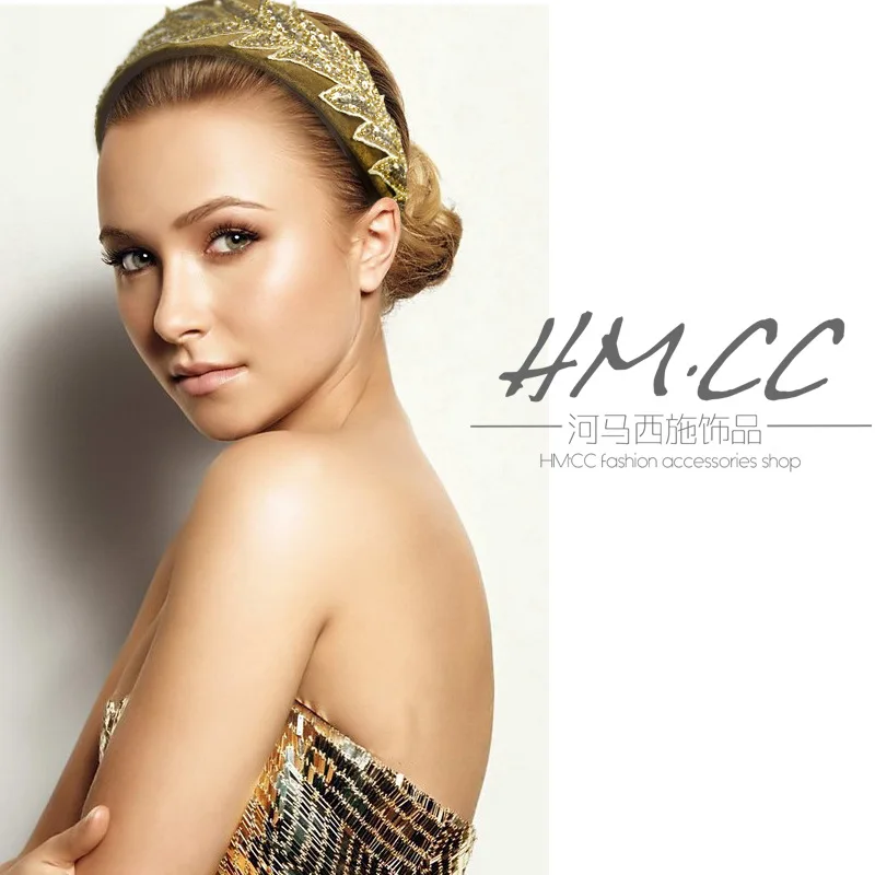 

Beaded Sequins Wide Headbands Leaf Designer Baroque Hairbands For Women Girl Hair Accessories Wholesale