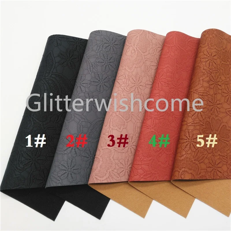 Glitterwishcome 21X29 см A4 размер винил для бантов Радужное тиснение цветы кожа ткань искусственная кожа листы для бантов, GM604A