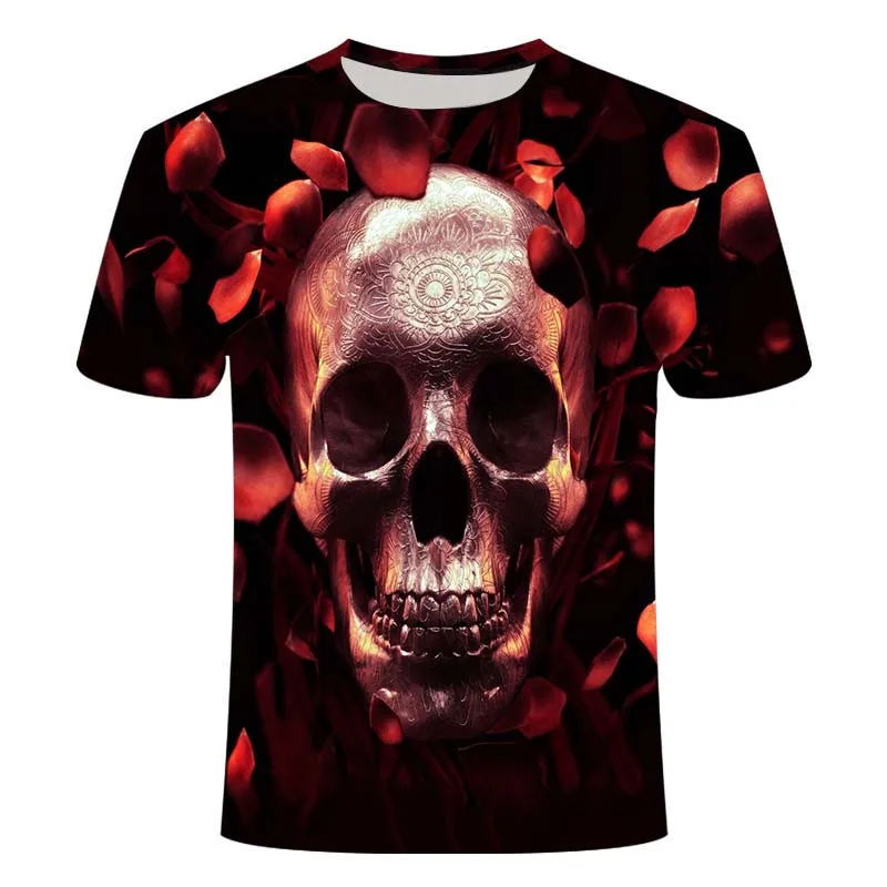 

2021 Summer T-shirt New Men's 3dt Shirt Skull Totem Terrorism Fashion Casual Short-sleeved Loose Sweat Shirt T-shirt Cool Tops