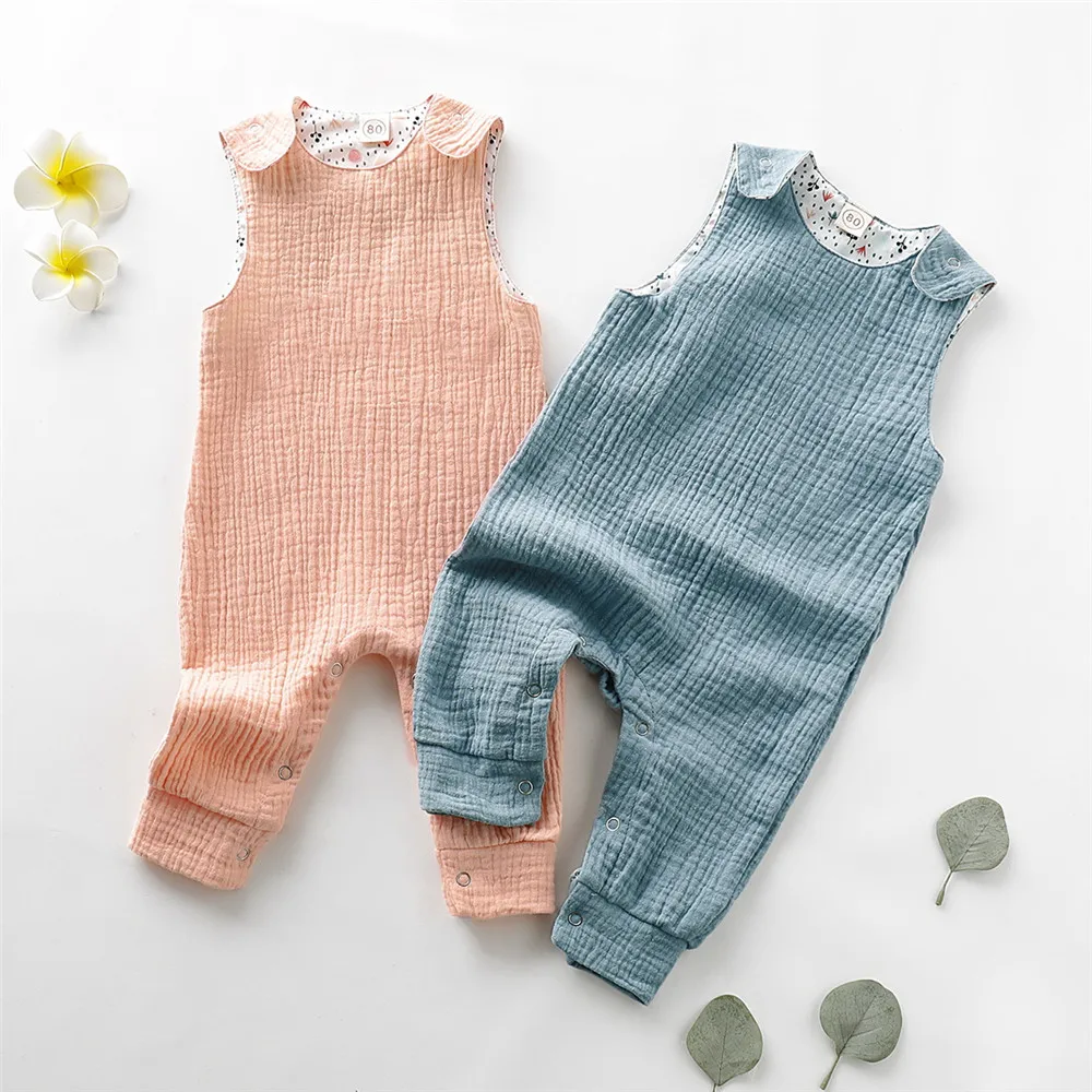 Детский однотонный комбинезон мягкая хлопковая одежда для новорожденных Летний