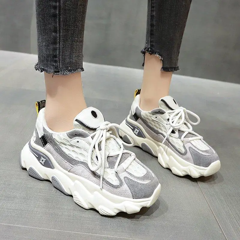 

Кроссовки женские сетчатые, дышащие, повседневная обувь на платформе, белые, весна-лето 2021