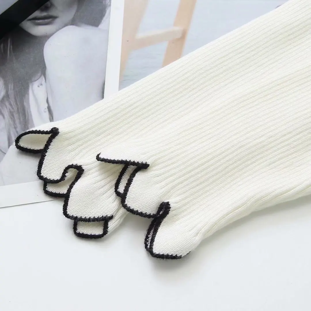 Свитер женский вязаный с волнистыми краями свободный эластичный длинным рукавом