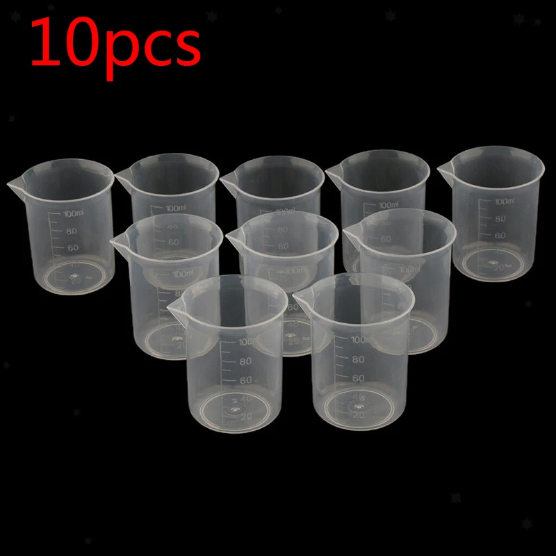 

10pcs 100ml Plastic Transparent Measuring Cups Multifuction Graduated Beaker Container For Home Schools Laboratories