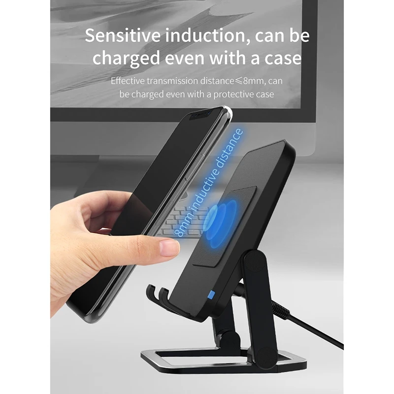 

15W Wireless Charger Desktop Stand Folding Fast Wireless Charging Mount for iPhone 12 XS 11 Pro Samsung Xiaomi