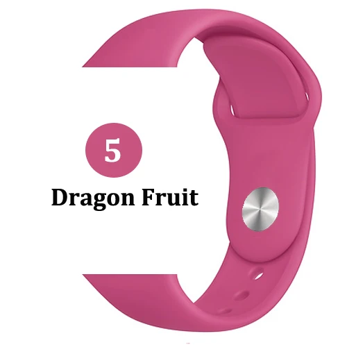 5- Dragon Fruit Ремешок для apple watch band 4 3 correa iwatch band 42 мм/38 мм 44 мм/40 мм 2 спортивный силиконовый браслет pulseira apple watch аксессуары - Цвет ремешка: 5- Dragon Fruit