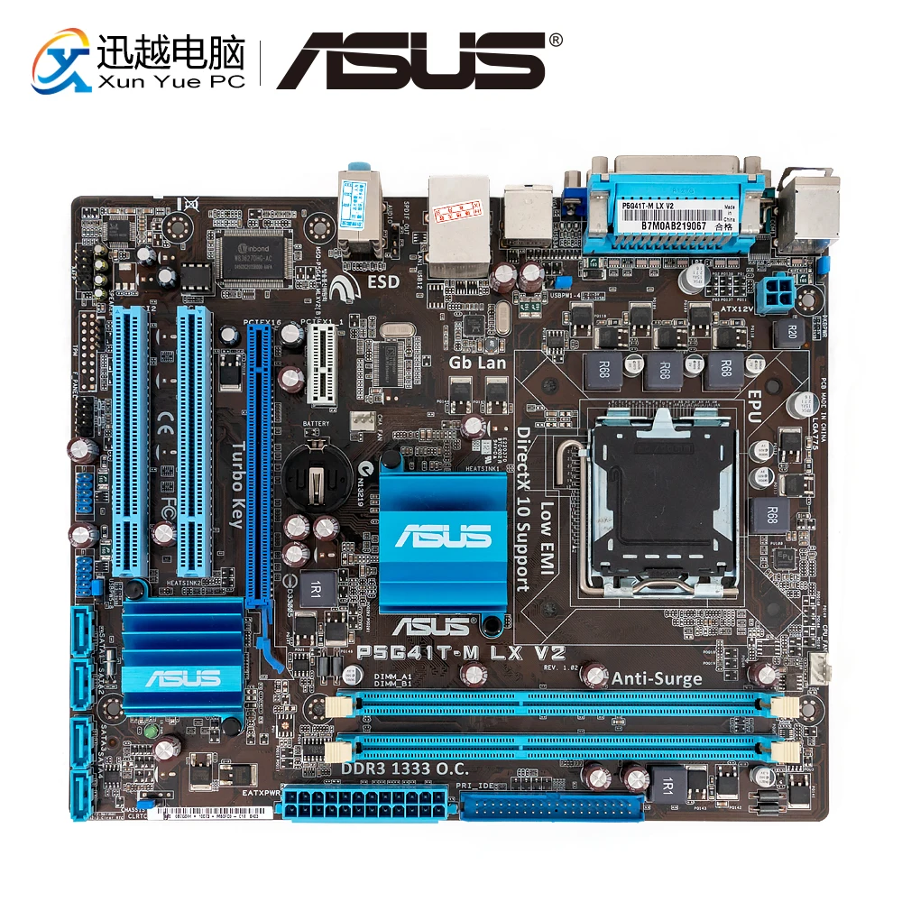 Asus P5G41T-M LX V2 настольная материнская плата G41 розетка LGA 775 для Core 2 Duo DDR3 8G SATA2 VGA uATX