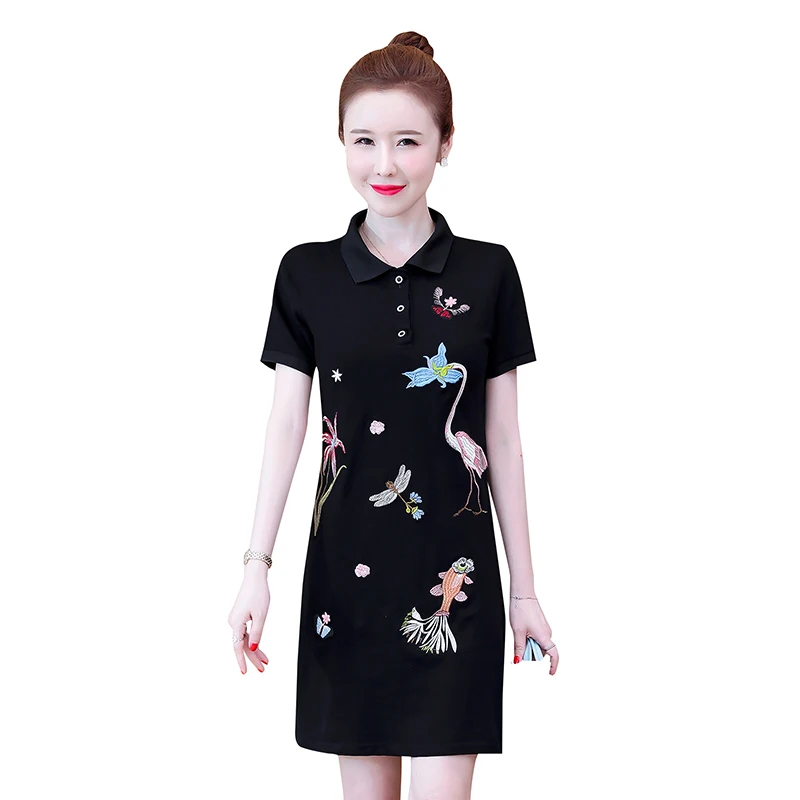 Рубашка поло с воротником женские платья элегантного размера плюс лето 2020