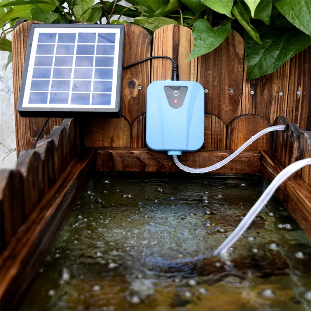 

Solar Powered/DC Charging Oxygenator Water Oxygen Pump Pond Aerator with 1 Air Stone Aquarium Airpump 2L/min