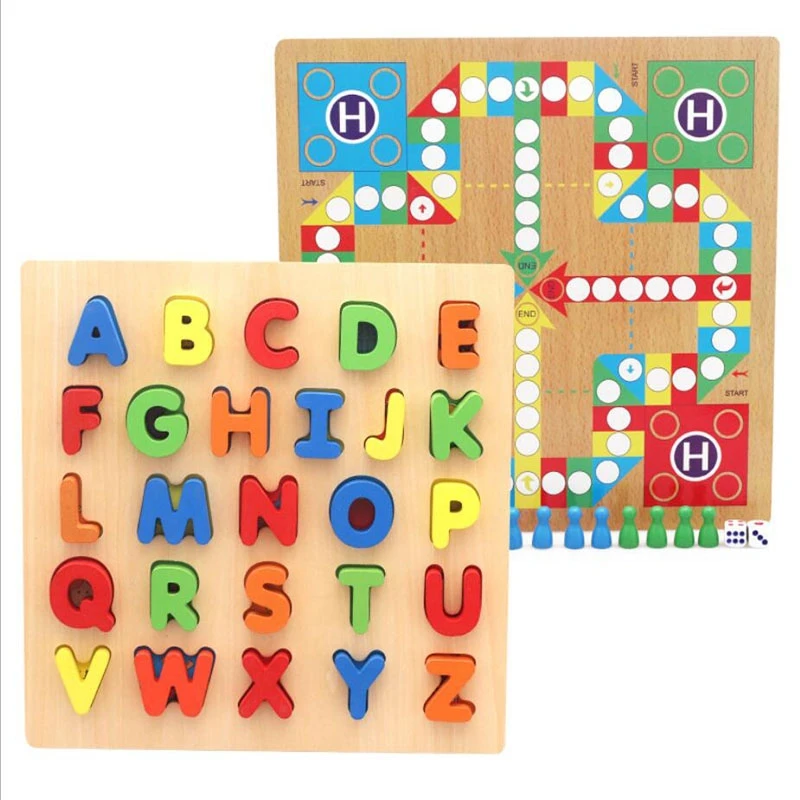 Шахматы цифры Детский пазл алфавит игра шахматы два в одном многофункциональная