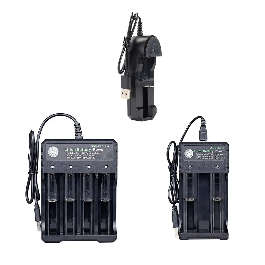 USB 18650 Зарядное устройство Черный 4 слота AC 110V 220V Dual для зарядки 3 7 V перезаряжаемая