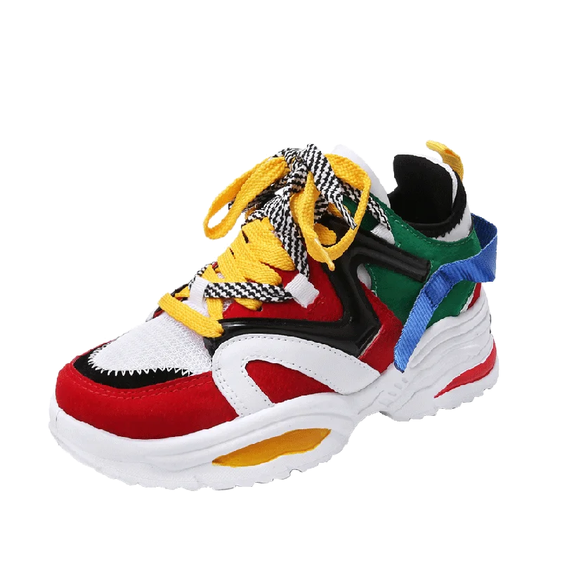 2019 весенние женские кроссовки на толстой подошве разноцветная обувь платформе с