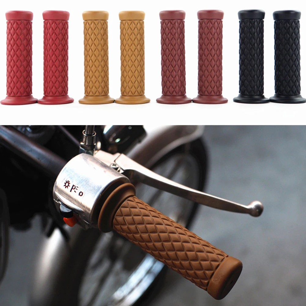 

Motorcycle Handlebar Grip Retro Rubber Handle Bar Non Slip Unviersal Vintage Grip for 7/8" Handlebars for Yamaha Honda Kawasaki