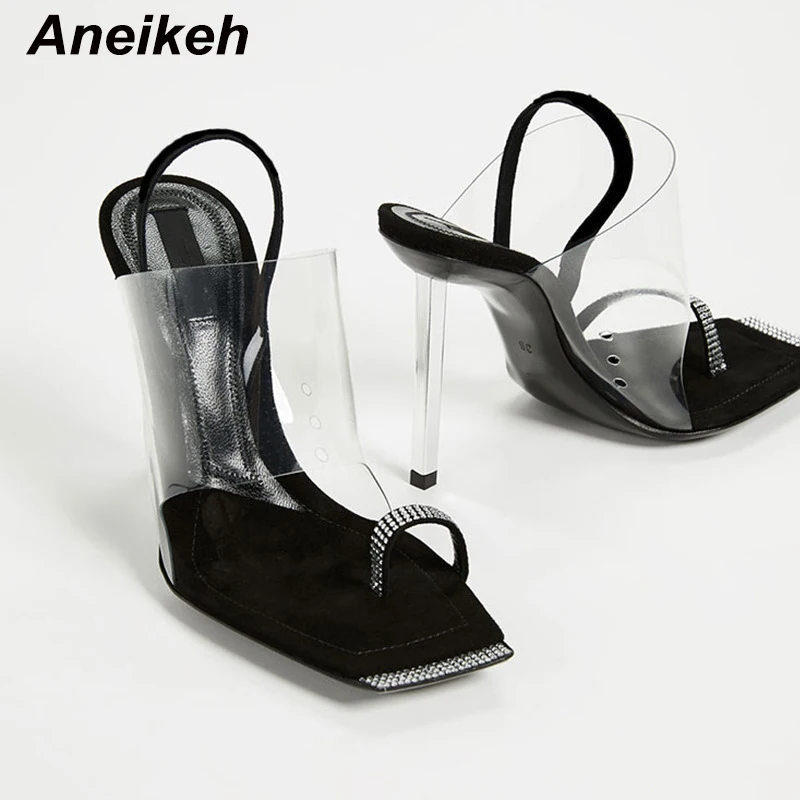 Aneikeh новые женские туфли на прозрачном каблуке со стразами сандалии с открытым