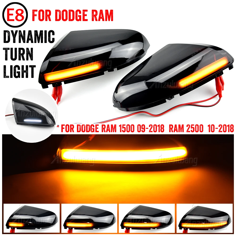 

2 светодиодный светодиодные динамические фонари для Dodge Ram 1500 2009-2018, автомобильная лампа для зеркала заднего вида Dodge Ram 2500