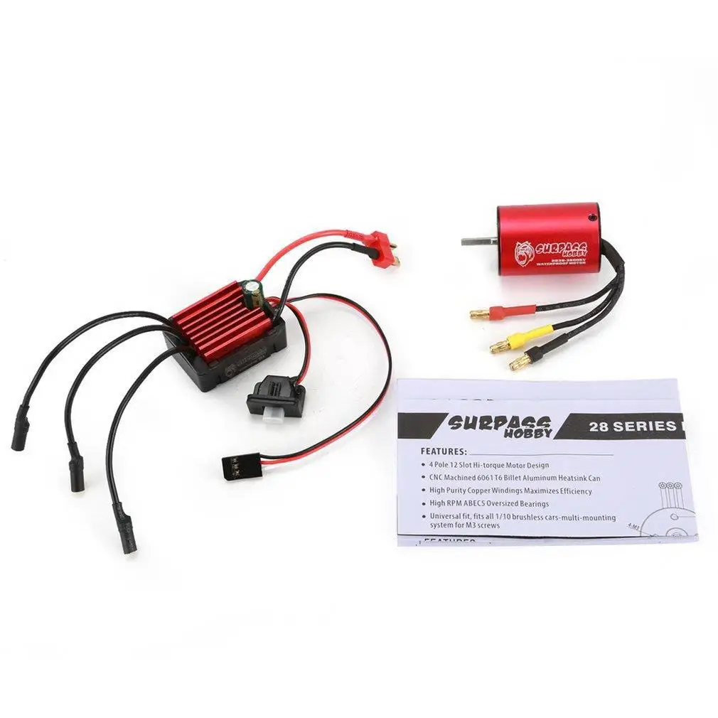 

SURPASS HOBBY KK 2838 3600KV Sensorless Brushless Motor With 35A Waterproof ESC For 2S 1:14 1:16 RC Racing Car Model