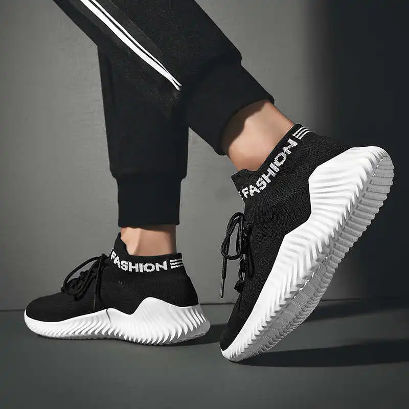 

Male Sneakers Outdoor Lace Up Man Sport Shoes Fly Weaving Platforms Men's Shoes Sneakers Low Top Non-slip Men Running Shoes 182G