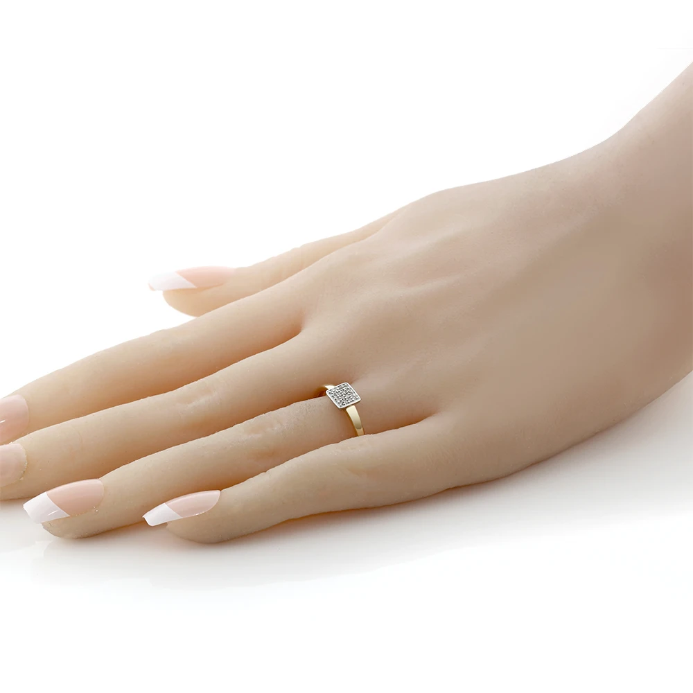 10K двухцветное Золотое Кластерное Женское Обручальное кольцо с белым