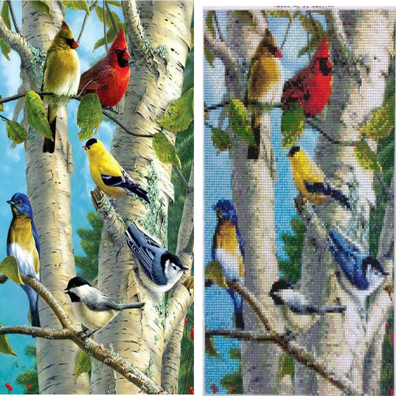 

diy Full drill 5D DIY Diamond Painting"Love Bird & Flower" Animal Embroidery Cross Stitch Rhinestone Mosaic Painting gift