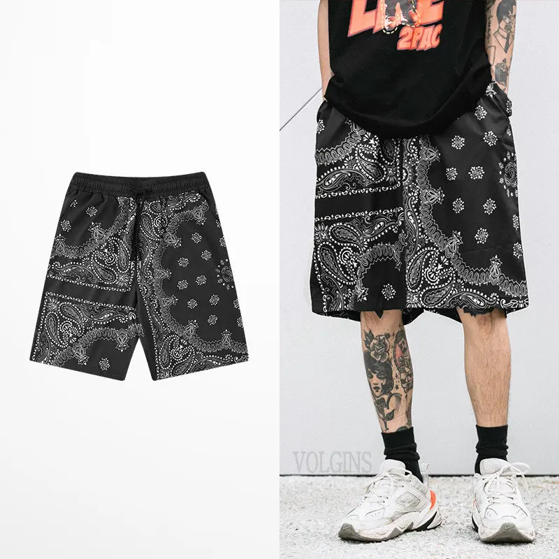 

Shorts Women 2022 Summer Casual Print Drawstring Leisure Hip-hop Streetwear Women Jogger Sweatpants Pocket Wide Leg Short