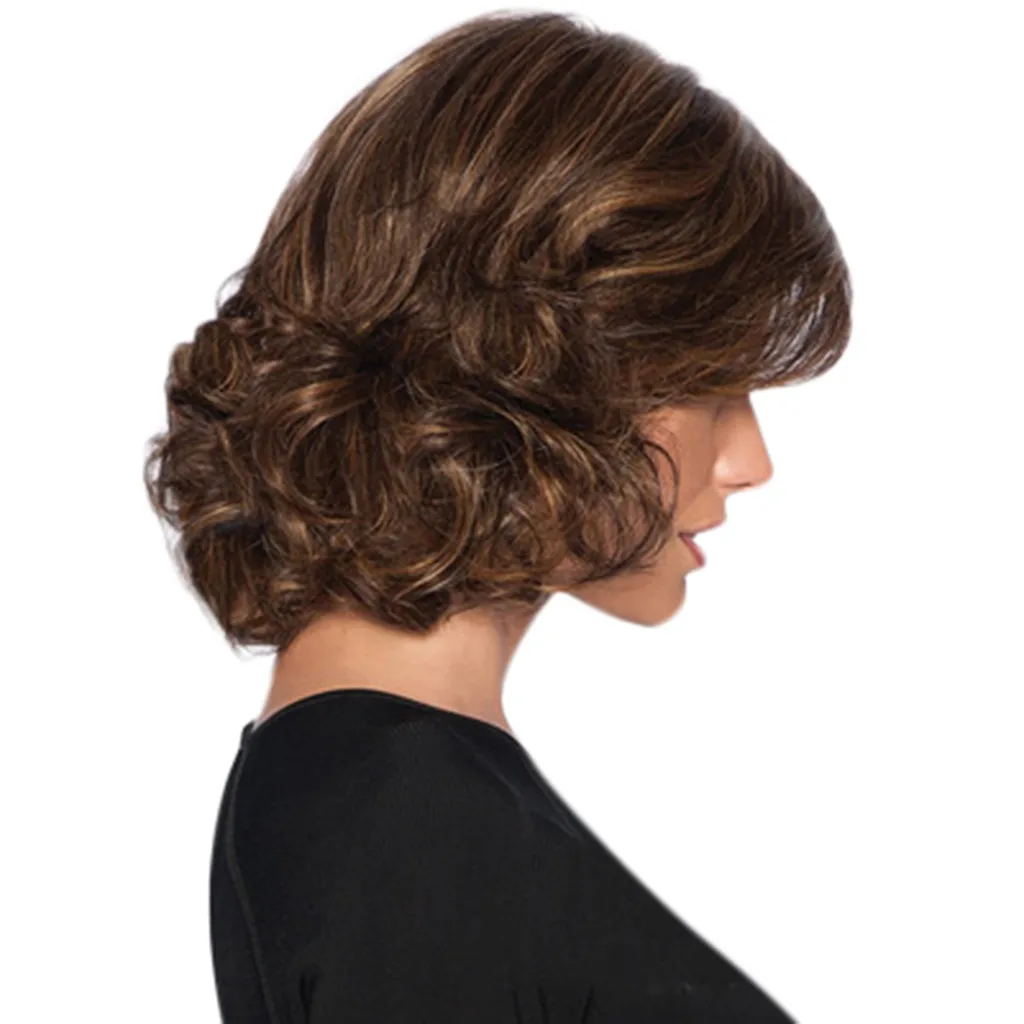 

Fashion Ladies Fluffy Dyed T Color Short Hair Brown Wig Fluffy Realistic Anti-Warp Short Curly Hair Beautiful human hair