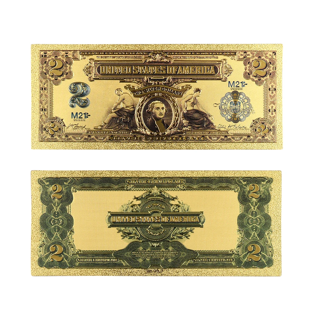 1899 год США 2 доллара Золотая банкнота валюта мировая копия денег фольга для