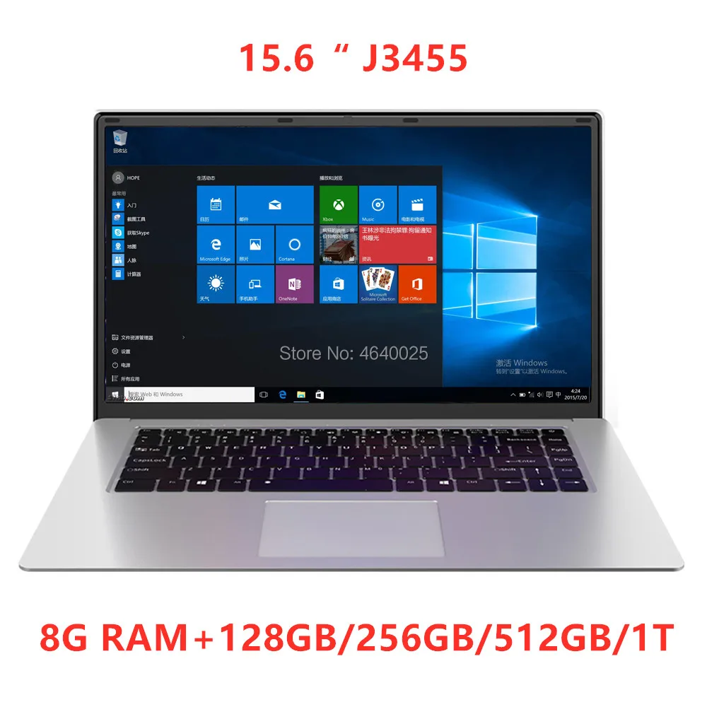 Laptop 15.6 inch 8GB RAM 128GB/256GB/512GB 1TB SSD intel J3455 Quad Core Windows 10 Notebook Computer FHD Display Ultrabook