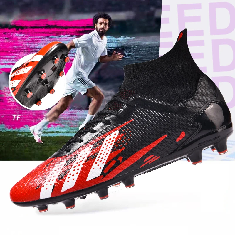 

High Ankle Soccer Shoes Men Breathable Outdoor High-top Football Boots Turf Soccer Cleats Kids AG Women Indoor Football Shoes