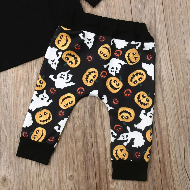 

3PCs Halloween Toddler Baby Boys Pumpkin Tops &Long Pants &Hats Outfit Clothes