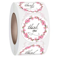 50 500pcsroll floral thank you sticker sealing sticker baking envelope gift wedding sticker thank you for ordering the sealing