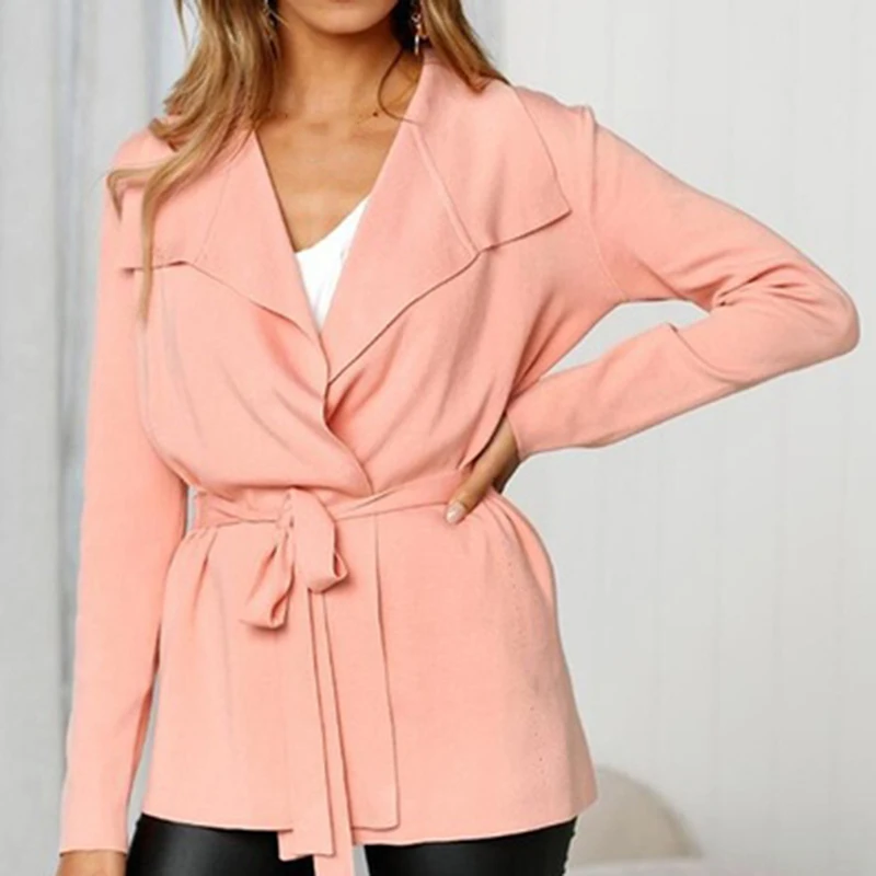 Новинка Осеннее Женское пальто модная ветровка с галстуком большой размер