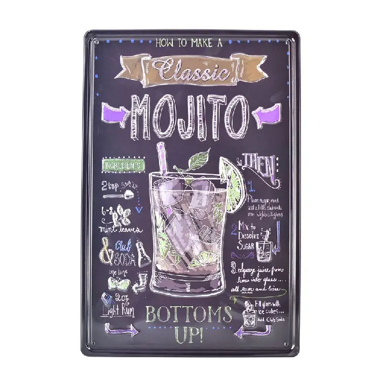 Shots велосипед мартини Mojito 3D винтажный металл с тиснением оловянные знаки бар паб кафе Декор тарелки настенные наклейки для уборной железной живописи