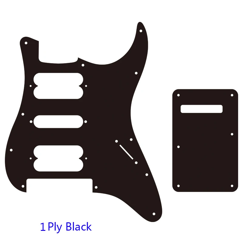 

Pleroo Guitar Pickguard For 11 Screws Fender Strat No Control Floyd Rose Bridge Cut With HSH Pickups & Back Plate