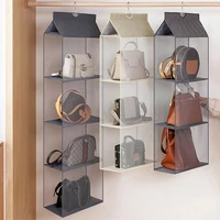 hanginghandbag organizer for wardrobe three dimensional transparent storage bag non woven storage holder with closet hanger