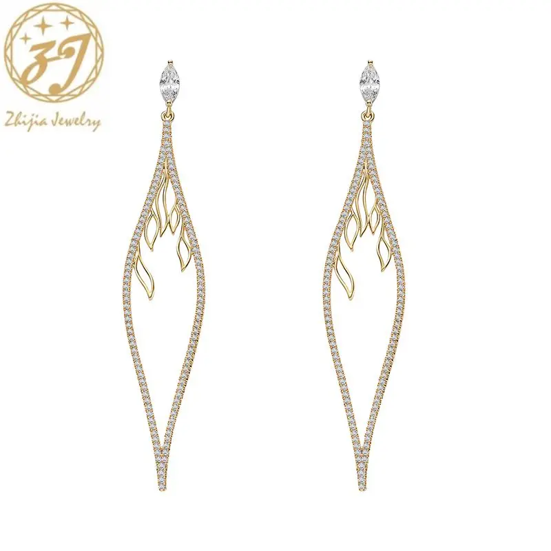 

Zhijia Hot Sale Gold Sliver Rhinestone Party Earring Geometric Earrings for Women gifts Fashion Accessories