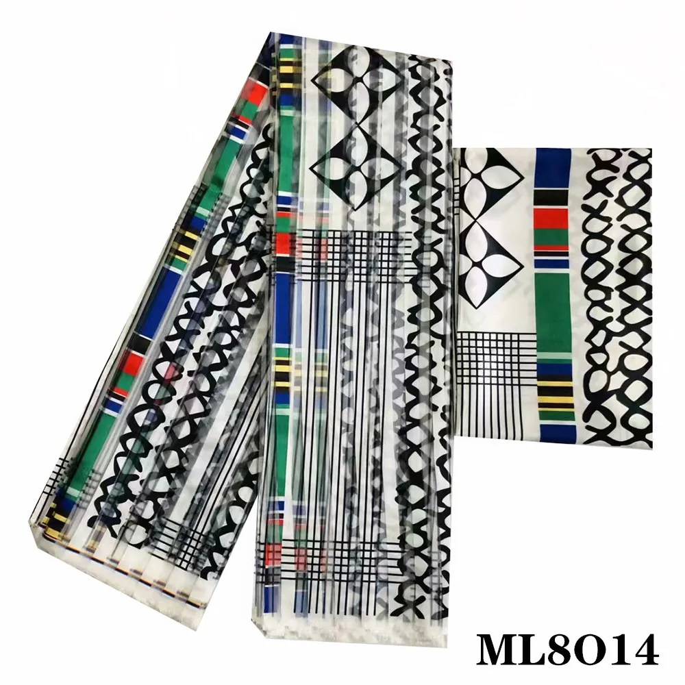 

LIULANZHI 100% polyester Ribbon Organza Fabric(4 yards) Matching Silk Satin Fabric (2 yards) for African Garment ML8O01-ML8O14