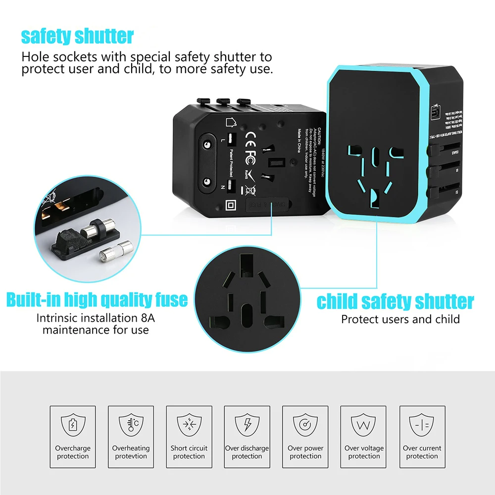 usb travel adapter universal power adapter charger worldwide adaptor wall electric plugs sockets converter for mobile phones free global shipping